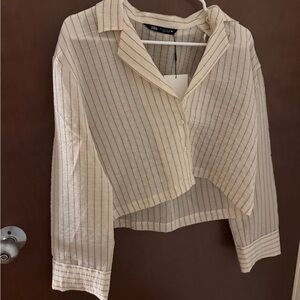 Zara Cream Striped Women's Top
